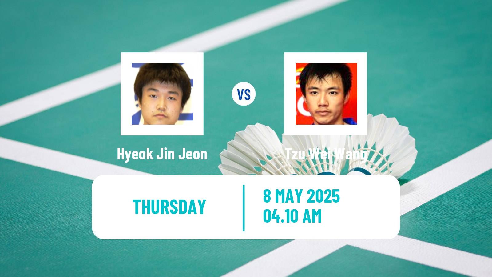 Badminton BWF World Tour Taipei Open Men Hyeok Jin Jeon - Tzu Wei Wang