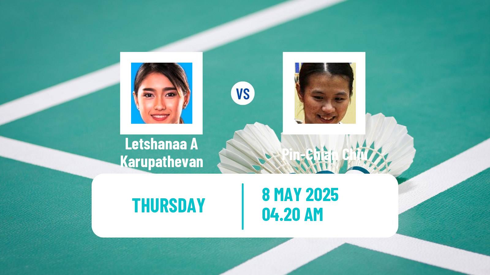 Badminton BWF World Tour Taipei Open Women Letshanaa A Karupathevan - Pin-Chian Chiu
