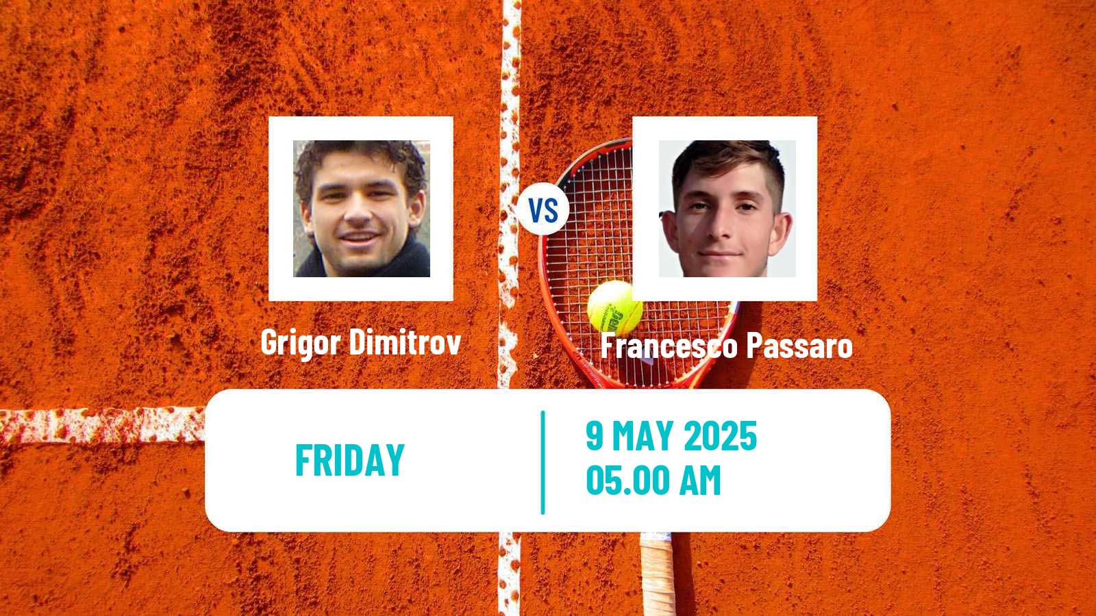 Tennis ATP Roma Grigor Dimitrov - Francesco Passaro