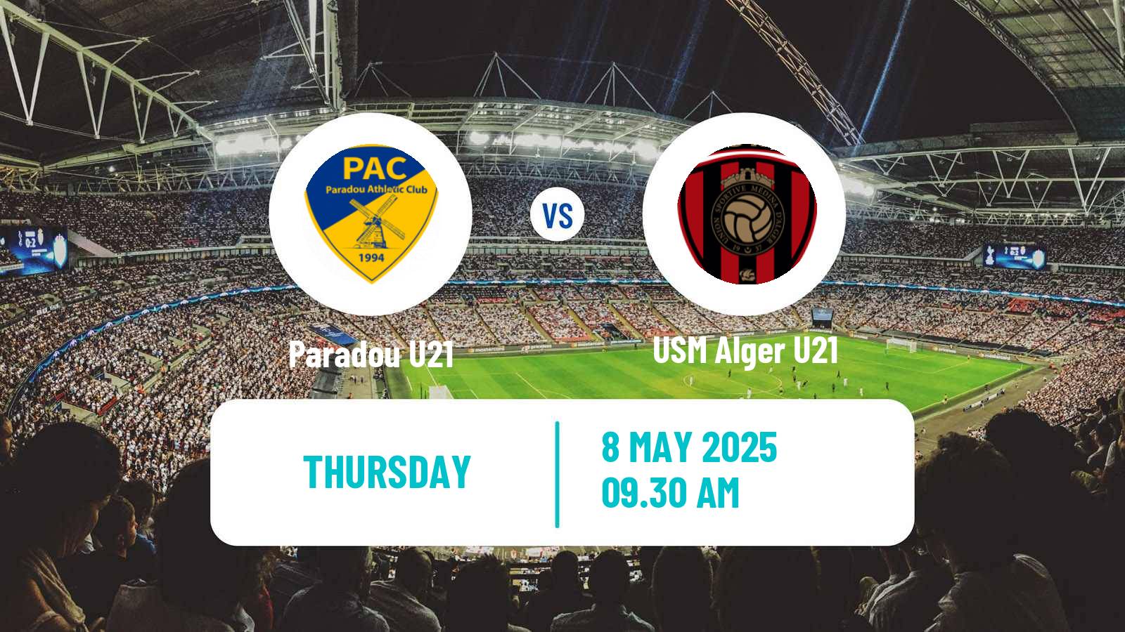 Soccer Algerian Ligue U21 Paradou U21 - USM Alger U21