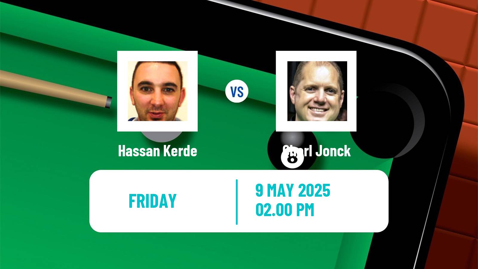 Snooker World Senior Championship Hassan Kerde - Charl Jonck