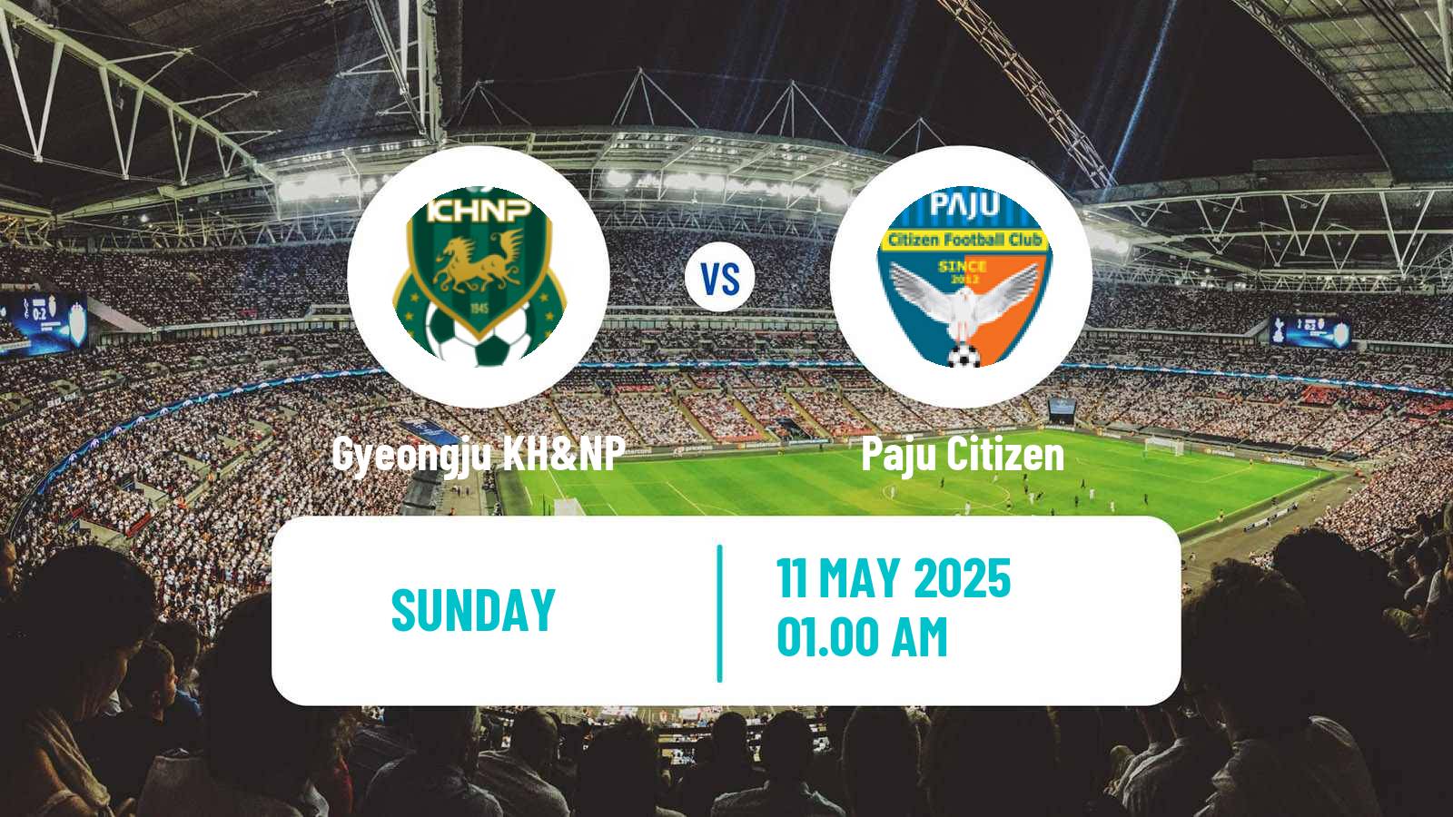 Soccer South Korean K3 League Gyeongju KH&NP - Paju Citizen