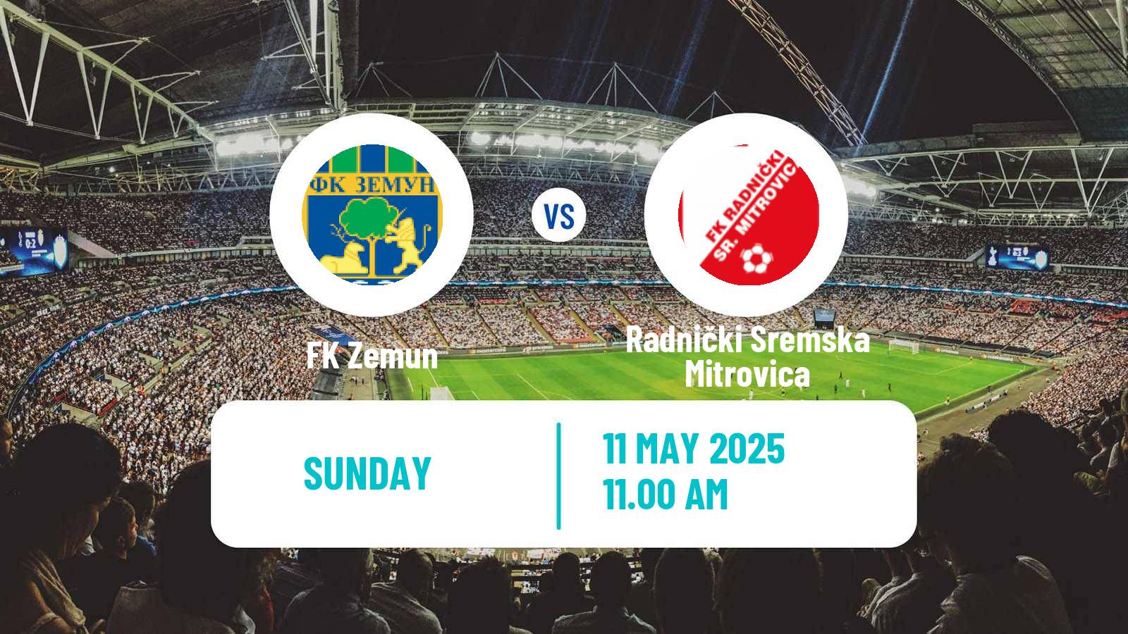Soccer Serbian Prva Liga Zemun - Radnički Sremska Mitrovica