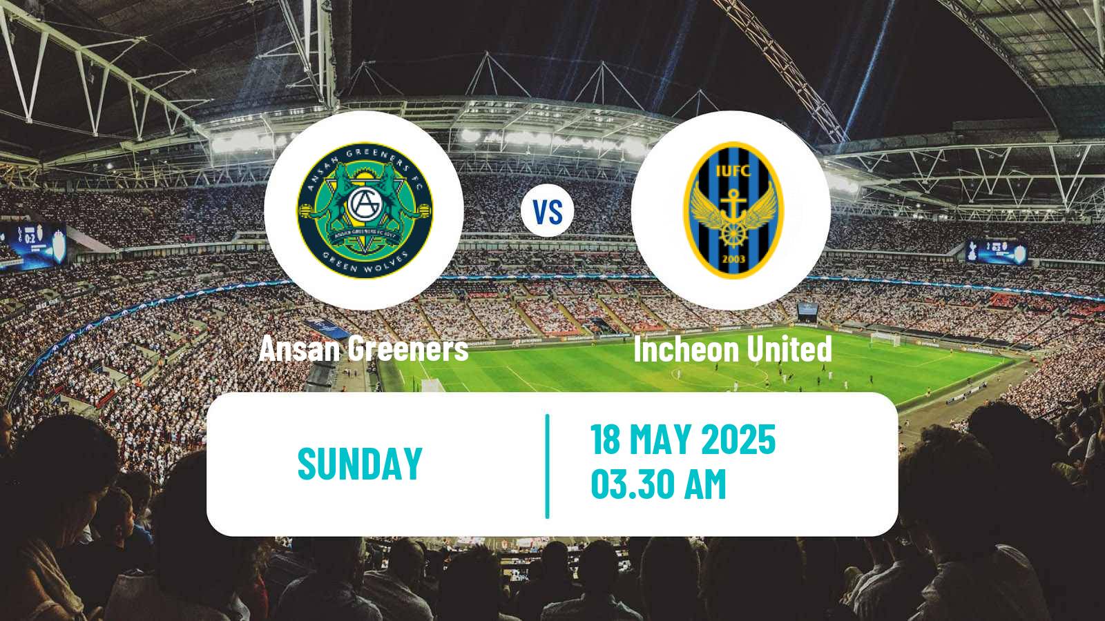 Soccer South Korean K-League 2 Ansan Greeners - Incheon United