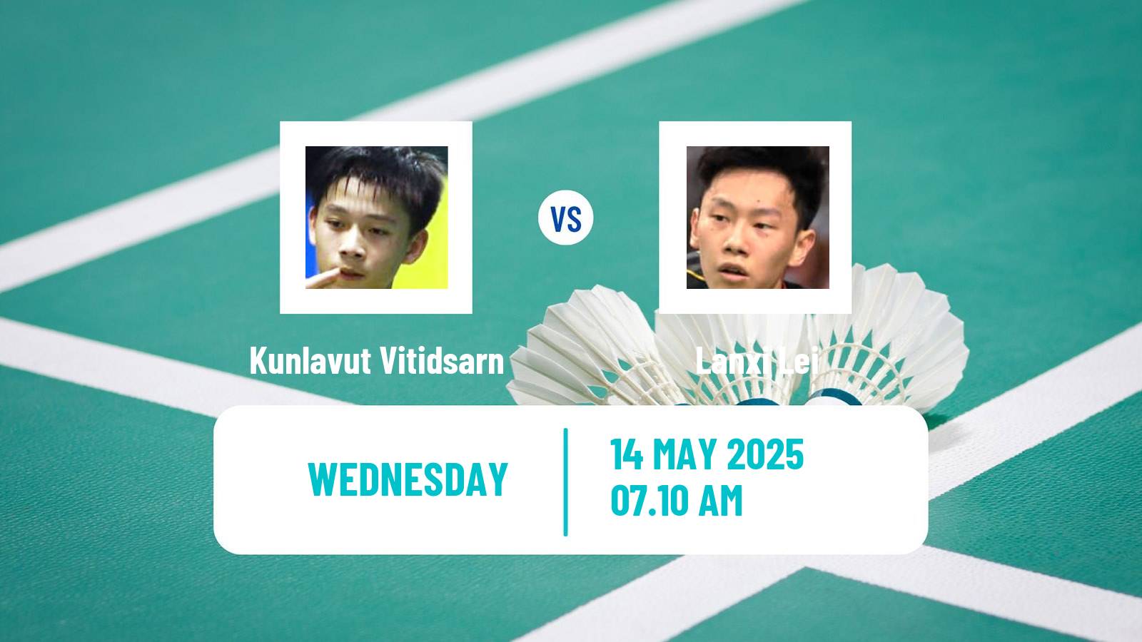 Badminton BWF World Tour Thailand Open Men Kunlavut Vitidsarn - Lanxi Lei