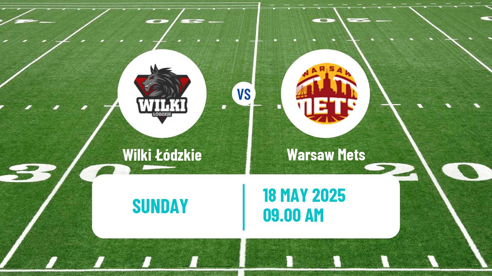 American football Polish PFL 1 Wilki Łódzkie - Warsaw Mets