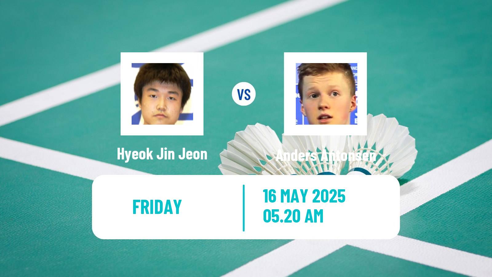 Badminton BWF World Tour Thailand Open Men Hyeok Jin Jeon - Anders Antonsen