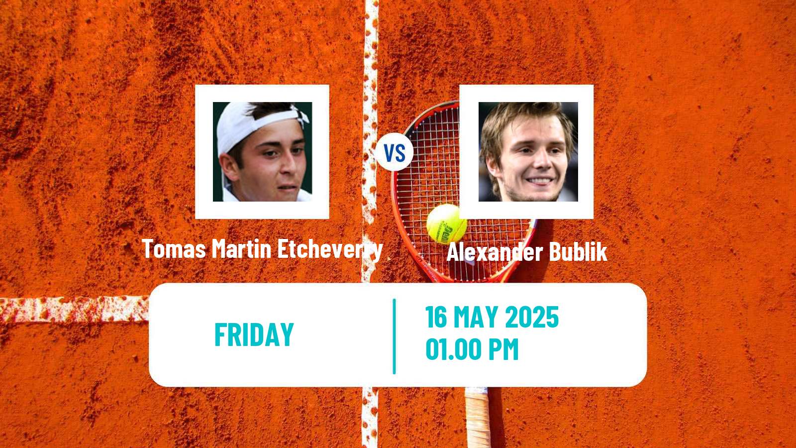 Tennis Turin 2 Challenger Men Tomas Martin Etcheverry - Alexander Bublik