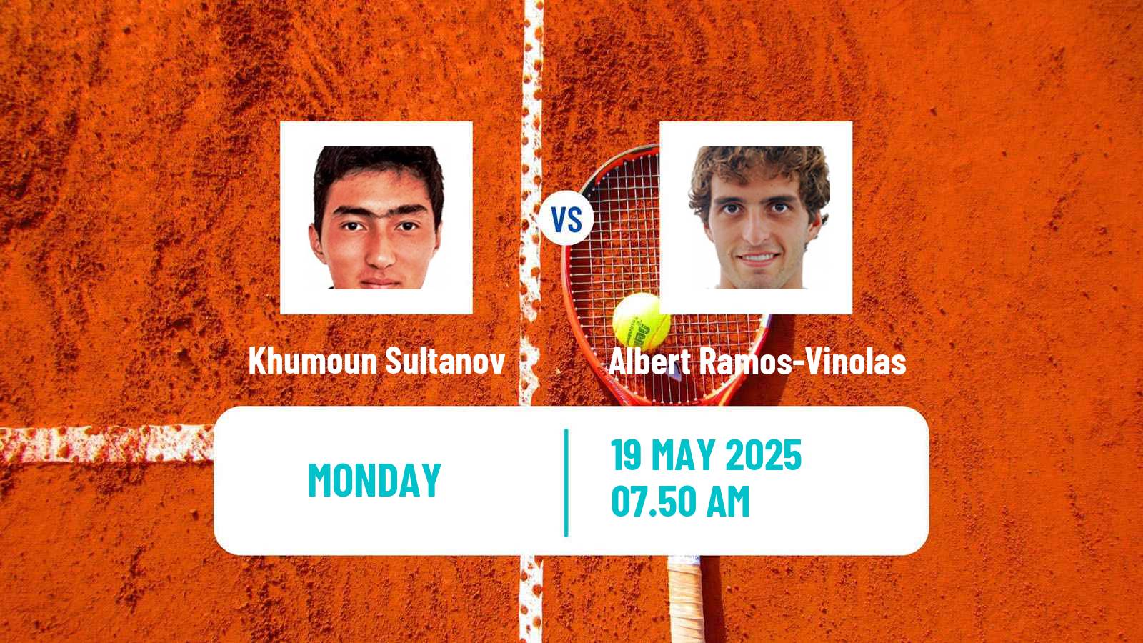 Tennis ATP Roland Garros Khumoun Sultanov - Albert Ramos-Vinolas