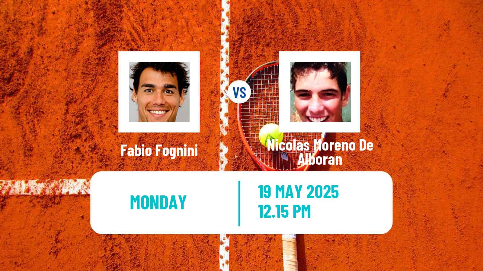 Tennis ATP Roland Garros Fabio Fognini - Nicolas Moreno De Alboran