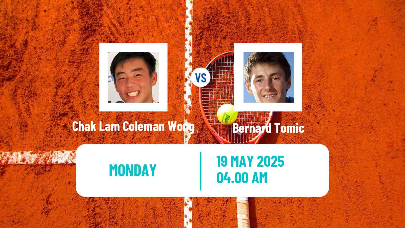 Tennis ATP Roland Garros Chak Lam Coleman Wong - Bernard Tomic
