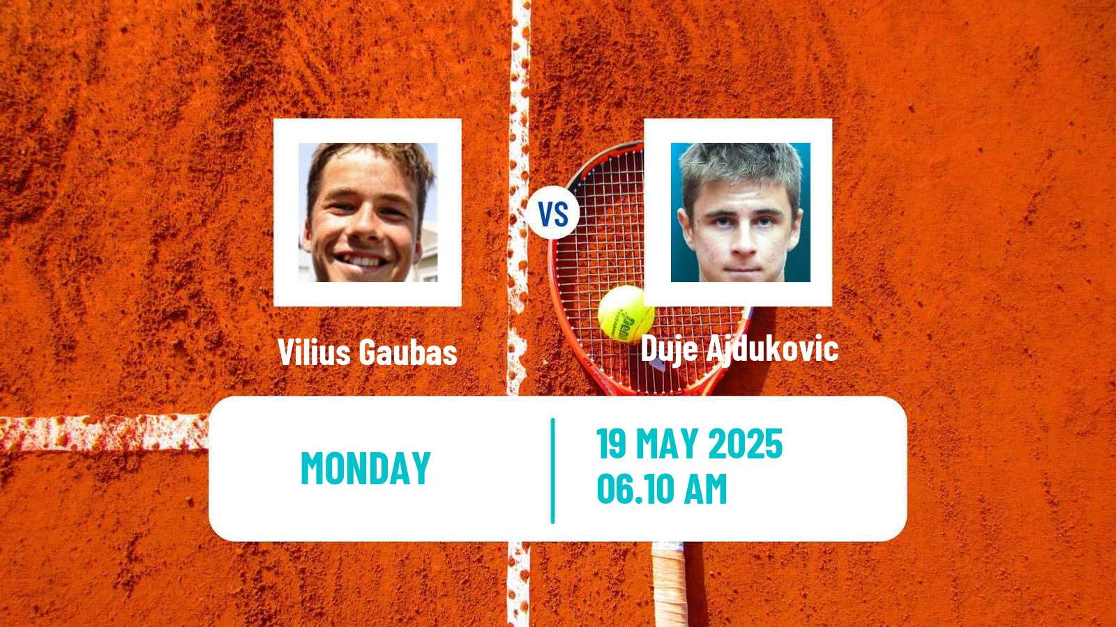 Tennis ATP Roland Garros Vilius Gaubas - Duje Ajdukovic