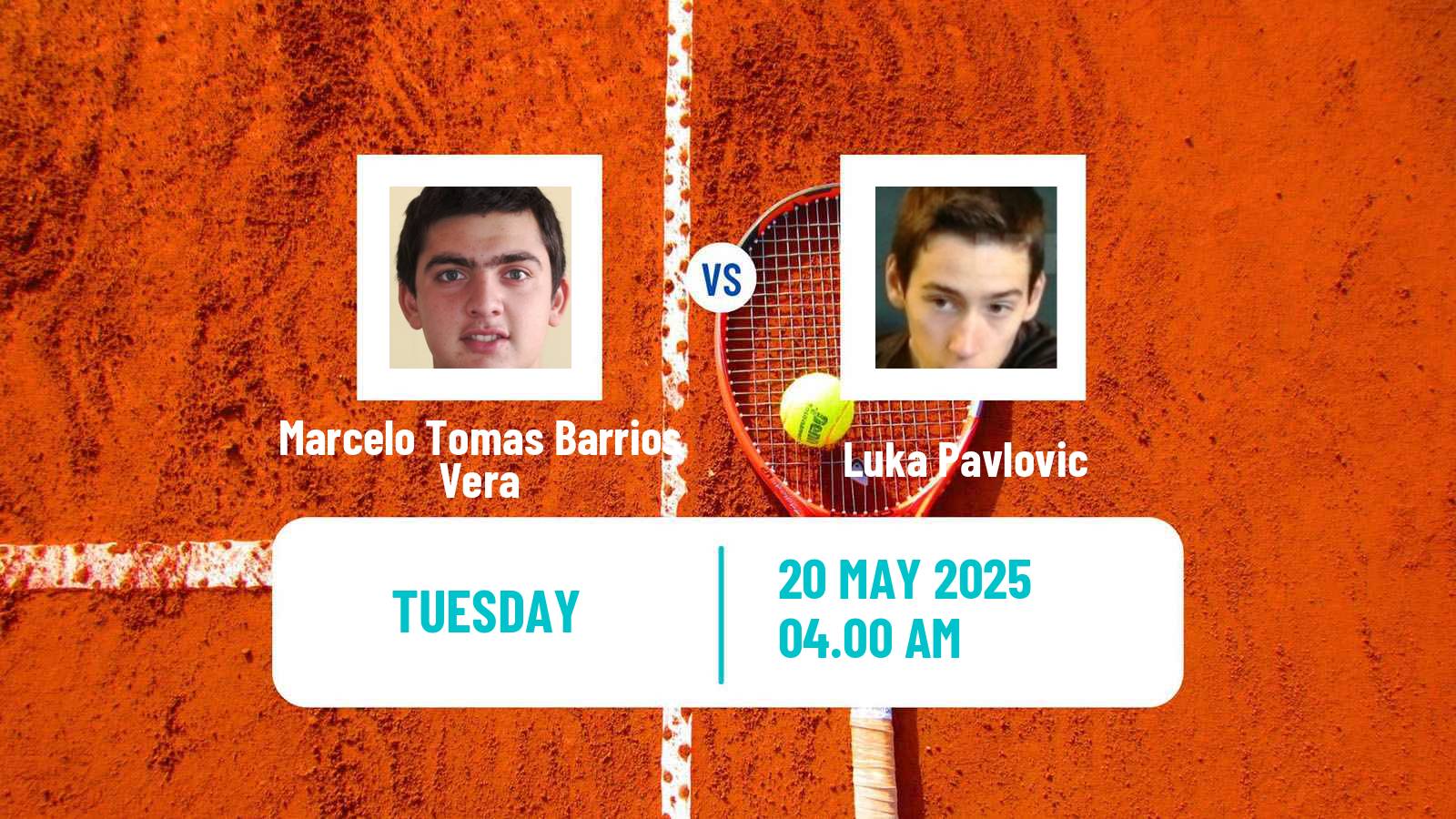 Tennis ATP Roland Garros Marcelo Tomas Barrios Vera - Luka Pavlovic