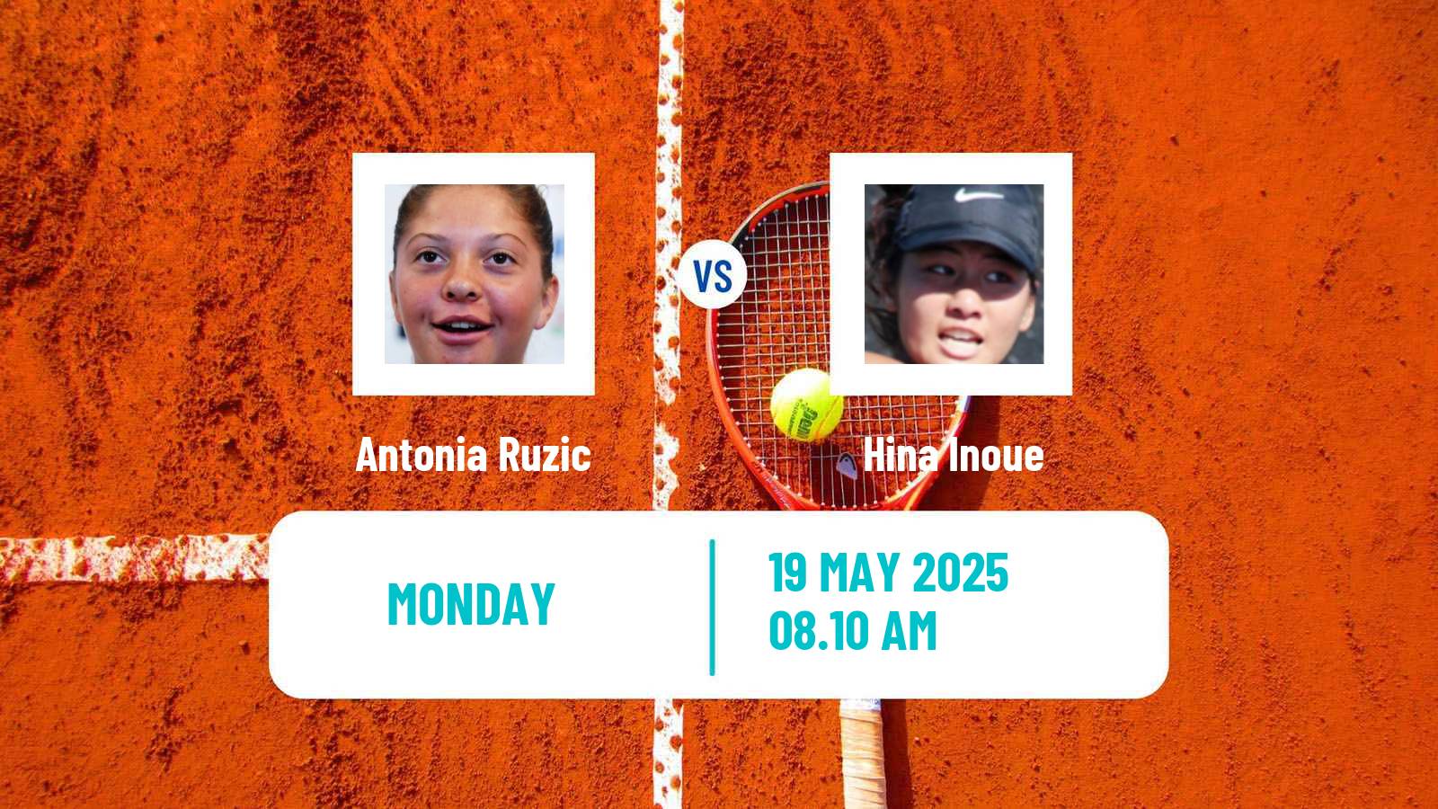 Tennis WTA Roland Garros Antonia Ruzic - Hina Inoue