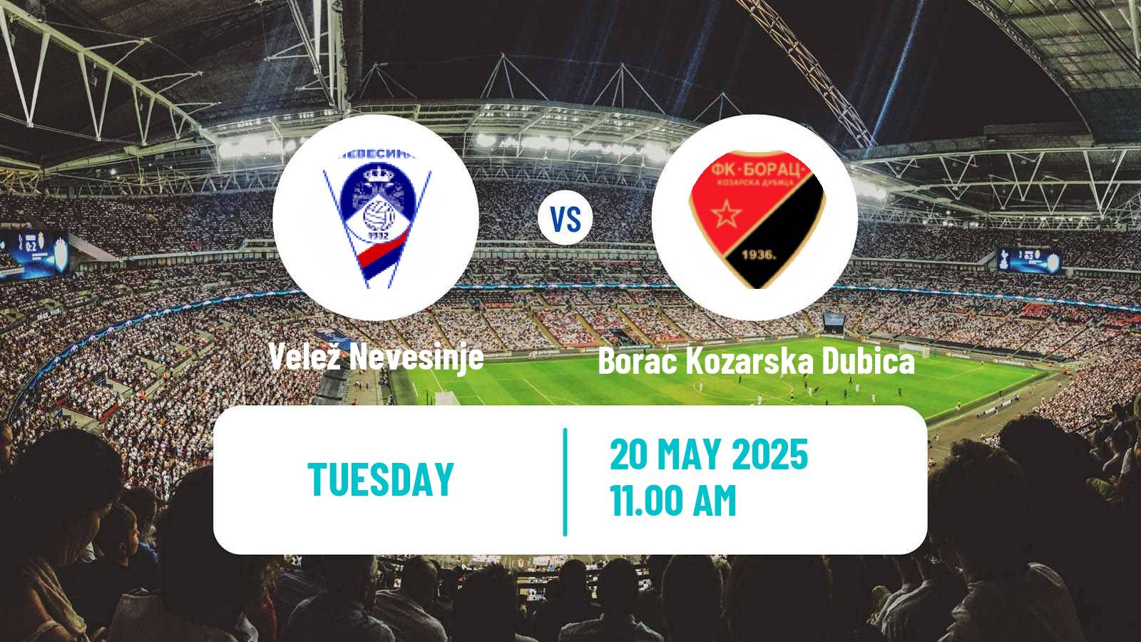 Soccer Bosnian Prva Liga RS Velež Nevesinje - Borac Kozarska Dubica