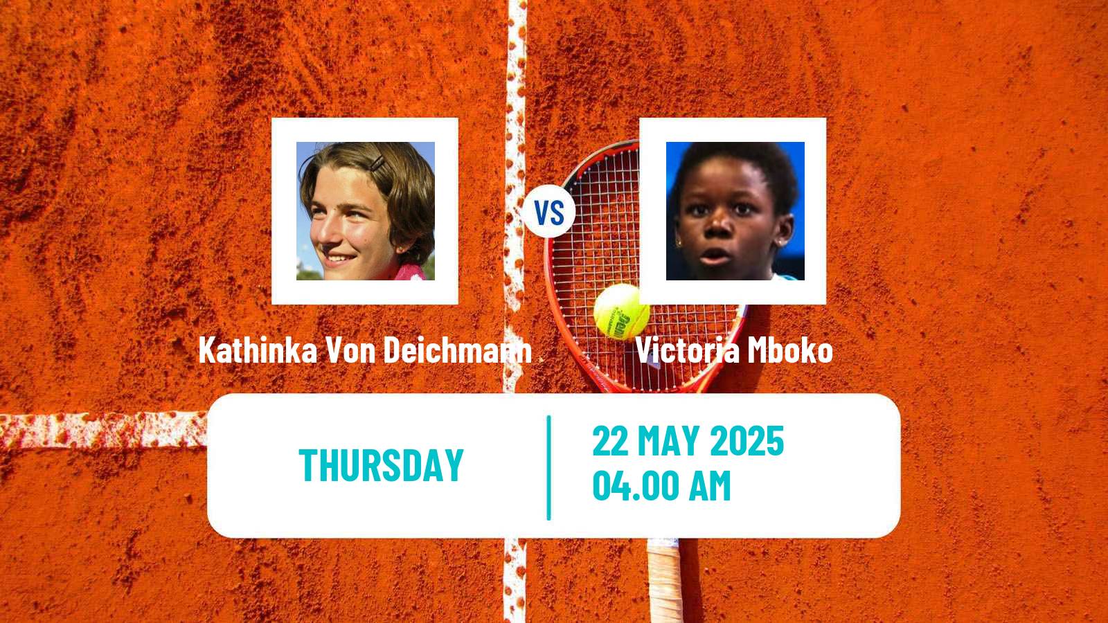 Tennis WTA Roland Garros Kathinka Von Deichmann - Victoria Mboko