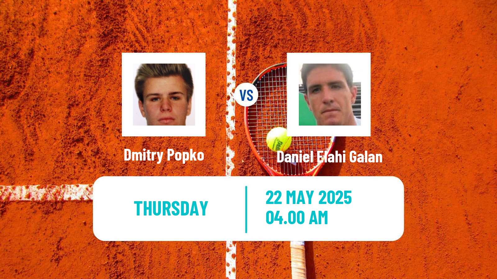 Tennis ATP Roland Garros Dmitry Popko - Daniel Elahi Galan
