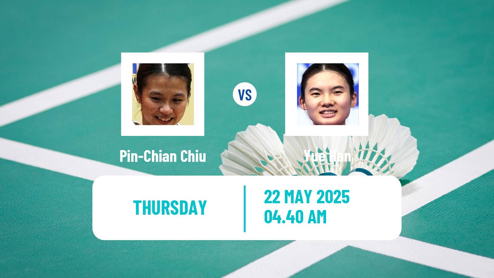 Badminton BWF World Tour Malaysia Masters Women Pin-Chian Chiu - Yue Han