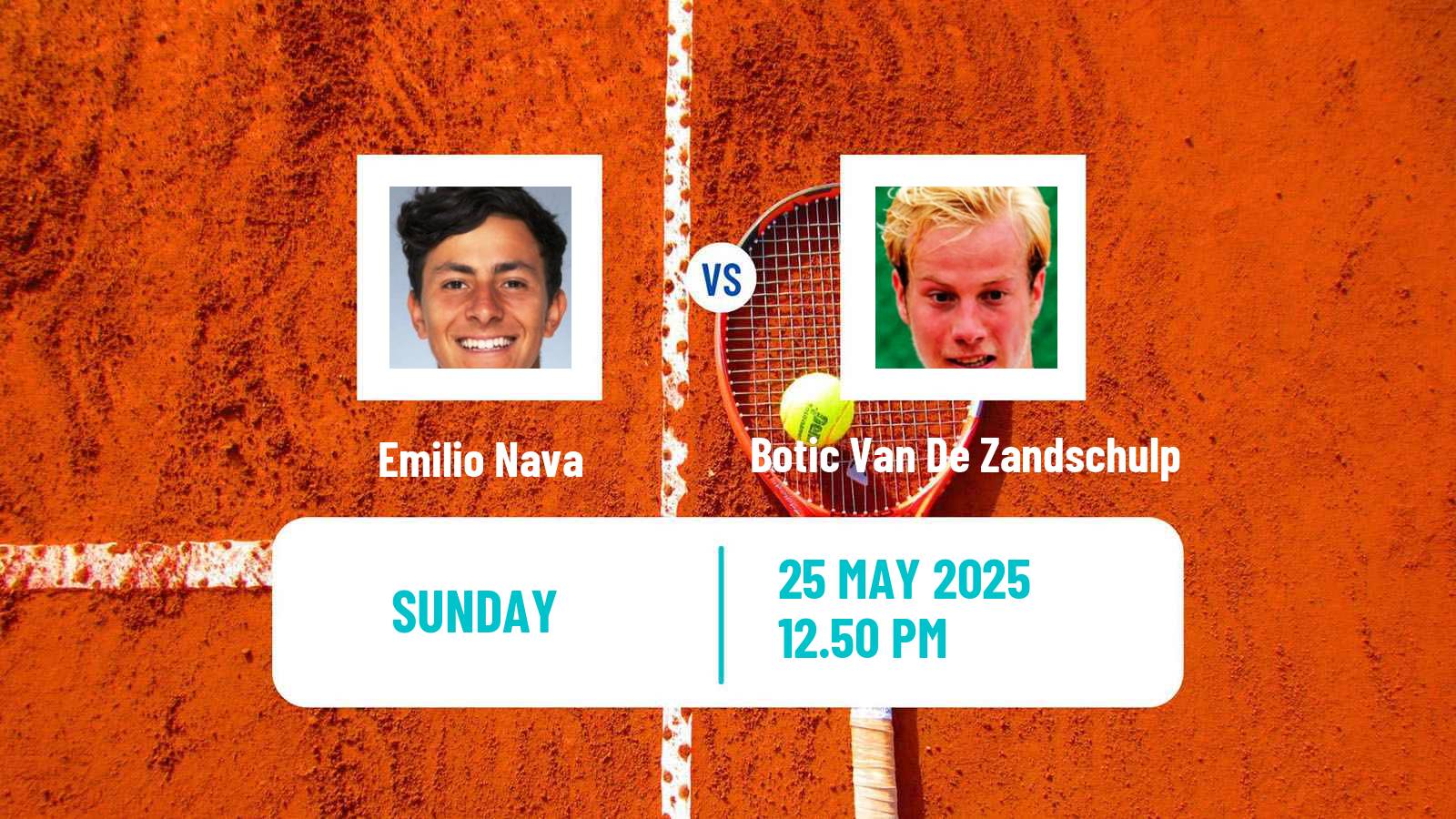 Tennis ATP Roland Garros Emilio Nava - Botic Van De Zandschulp