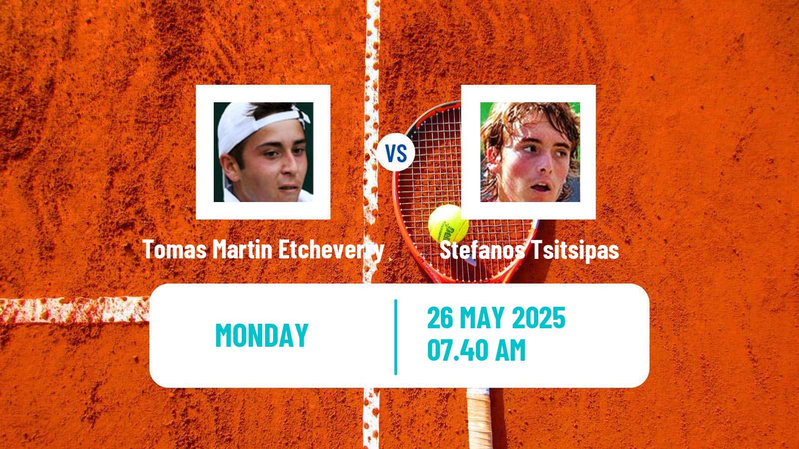 Tennis ATP Roland Garros Tomas Martin Etcheverry - Stefanos Tsitsipas