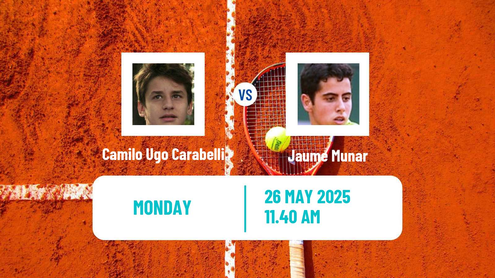 Tennis ATP Roland Garros Camilo Ugo Carabelli - Jaume Munar