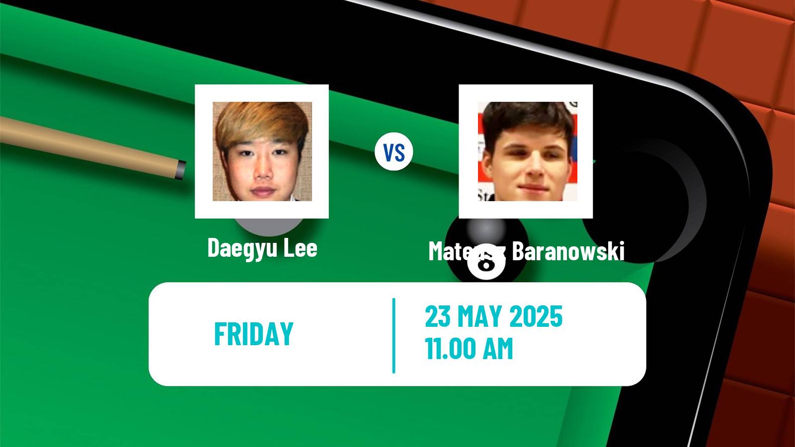 Snooker Qualifying School 1 Daegyu Lee - Mateusz Baranowski