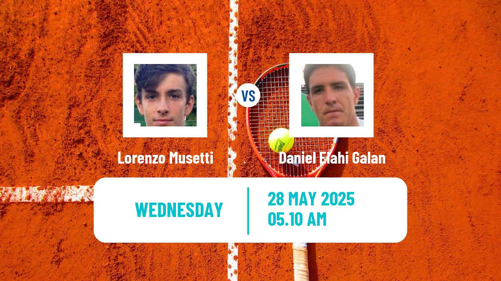 Tennis ATP Roland Garros Lorenzo Musetti - Daniel Elahi Galan