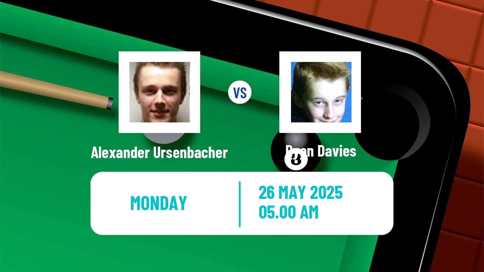 Snooker Qualifying School 1 Alexander Ursenbacher - Ryan Davies