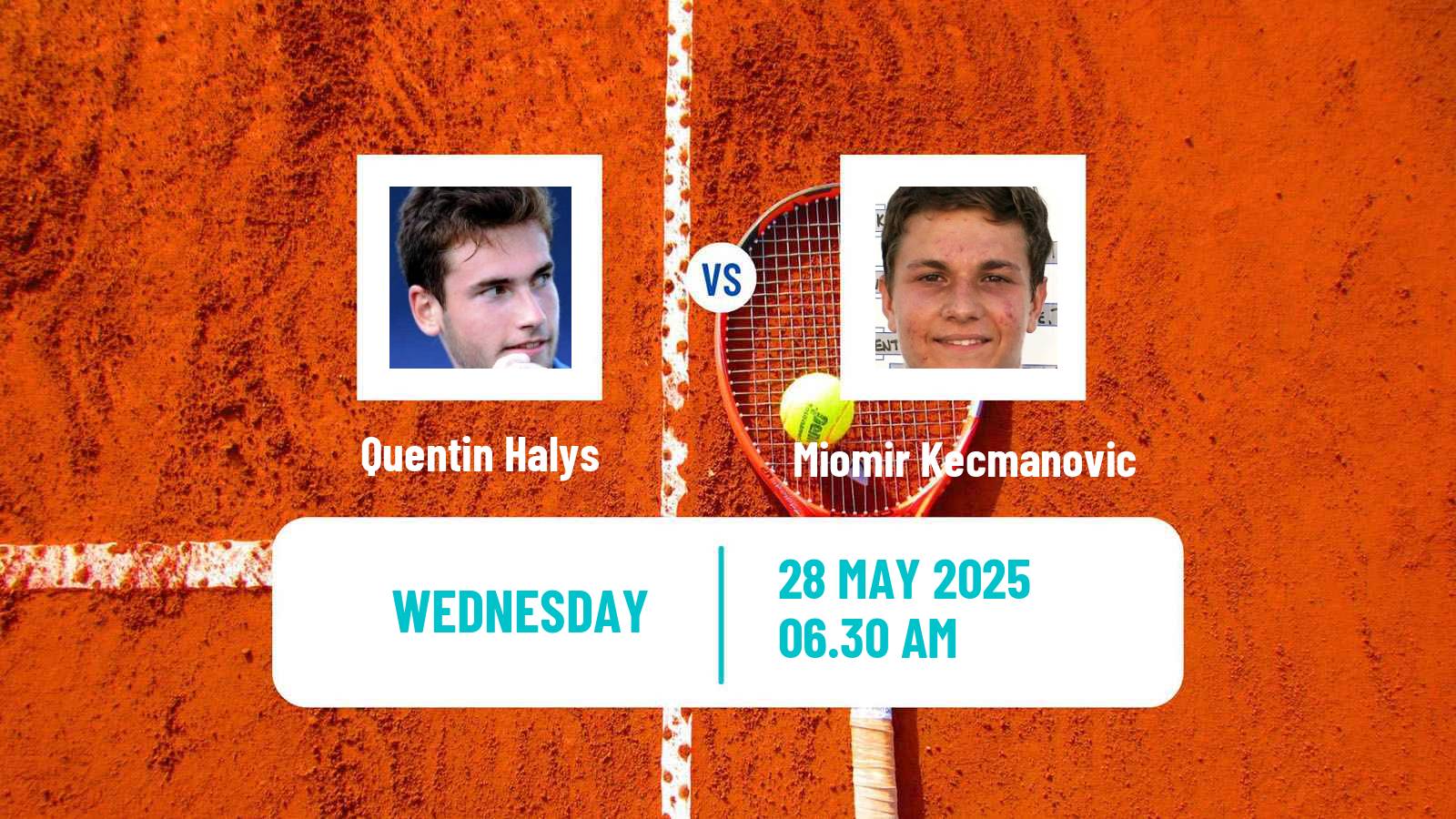 Tennis ATP Roland Garros Quentin Halys - Miomir Kecmanovic