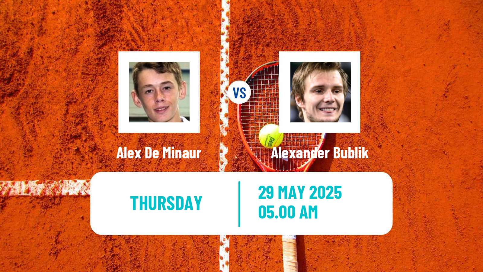 Tennis ATP Roland Garros Alex De Minaur - Alexander Bublik