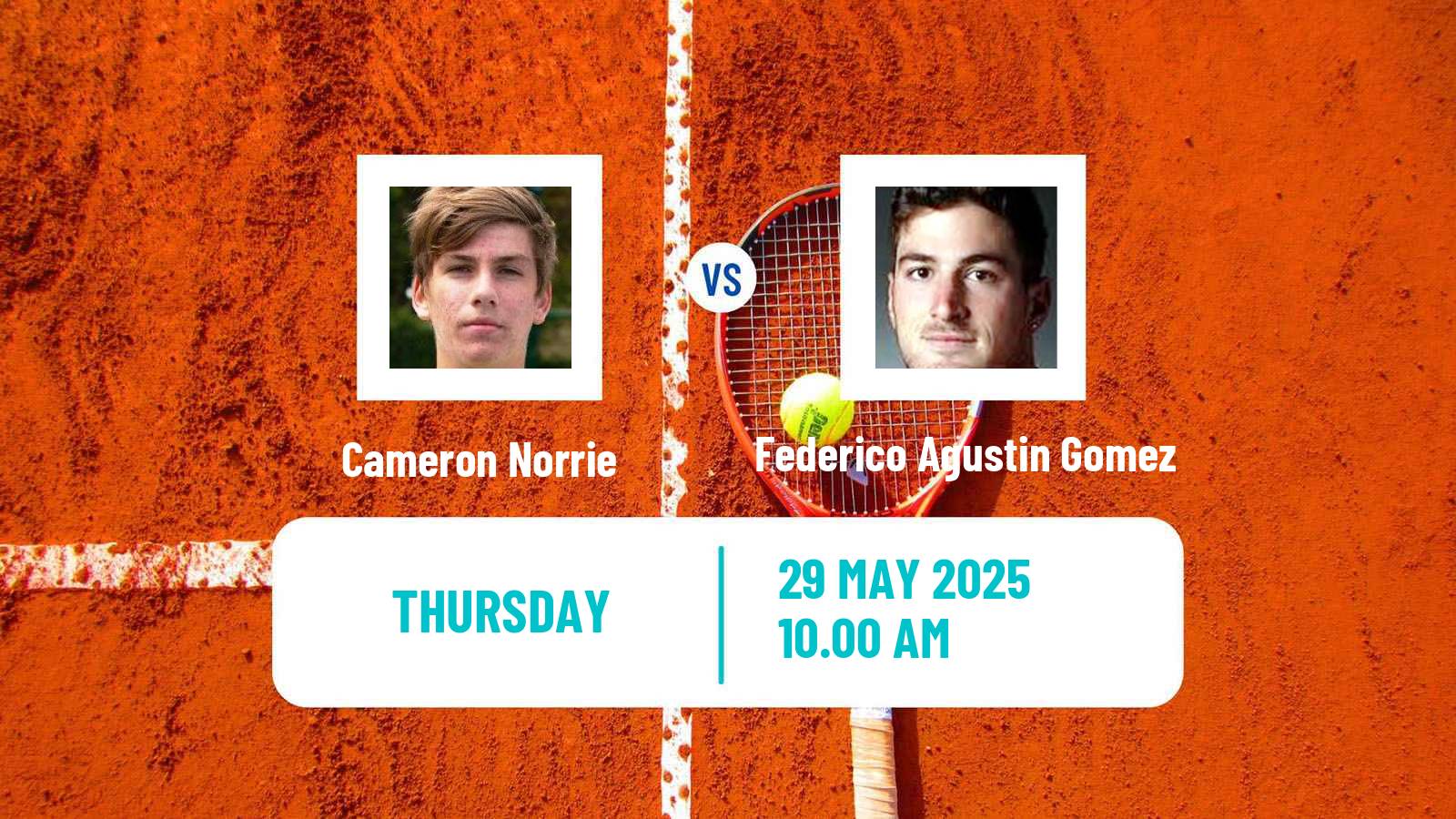 Tennis ATP Roland Garros Cameron Norrie - Federico Agustin Gomez