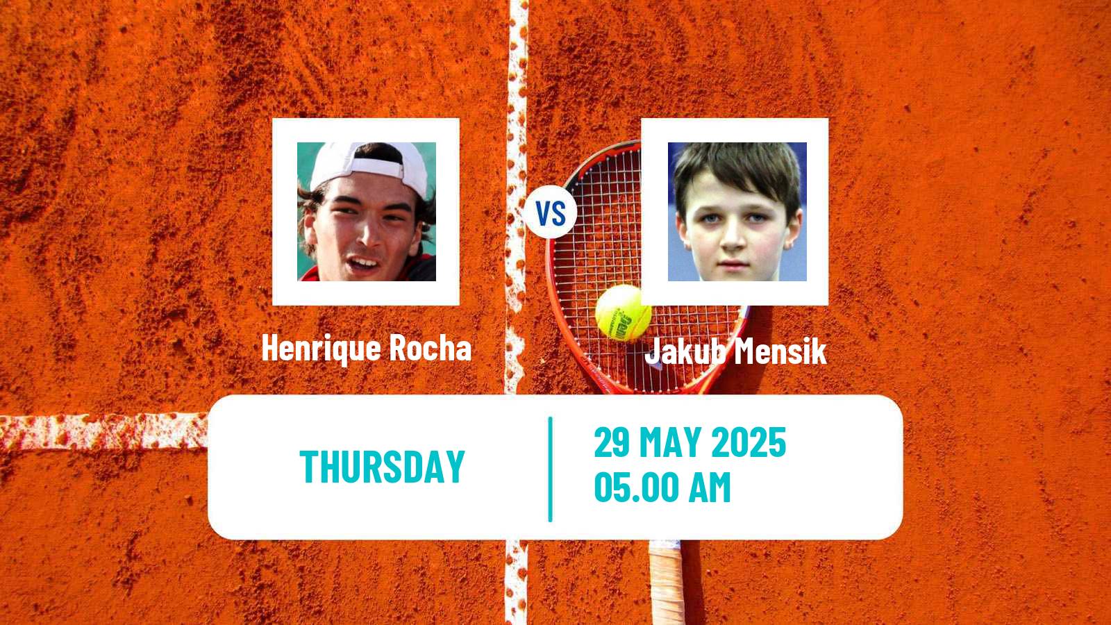 Tennis ATP Roland Garros Henrique Rocha - Jakub Mensik