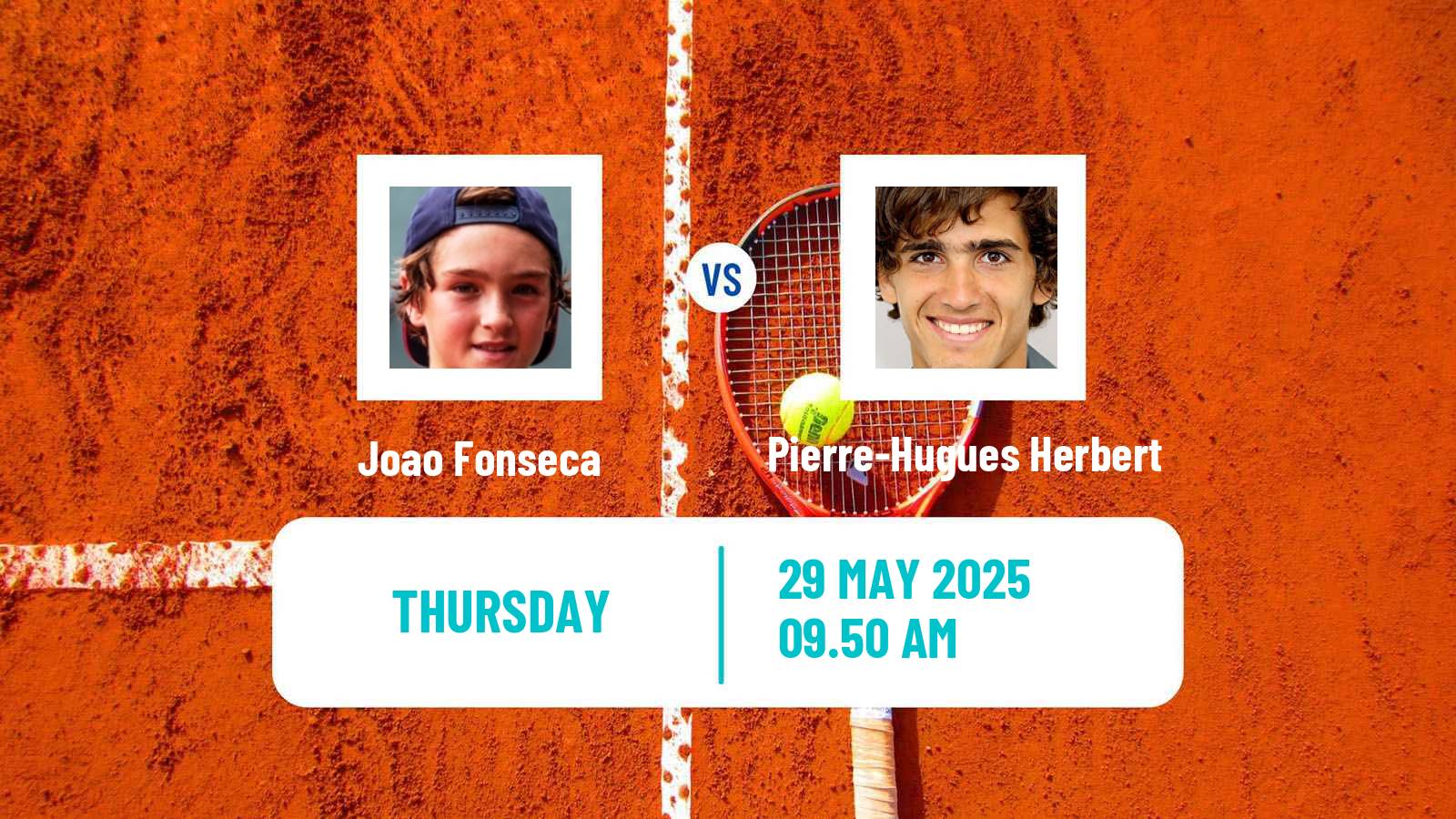 Tennis ATP Roland Garros Joao Fonseca - Pierre-Hugues Herbert