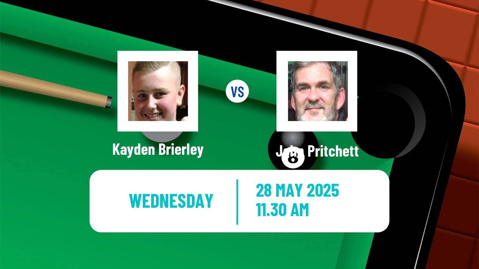 Snooker Qualifying School 2 Kayden Brierley - John Pritchett