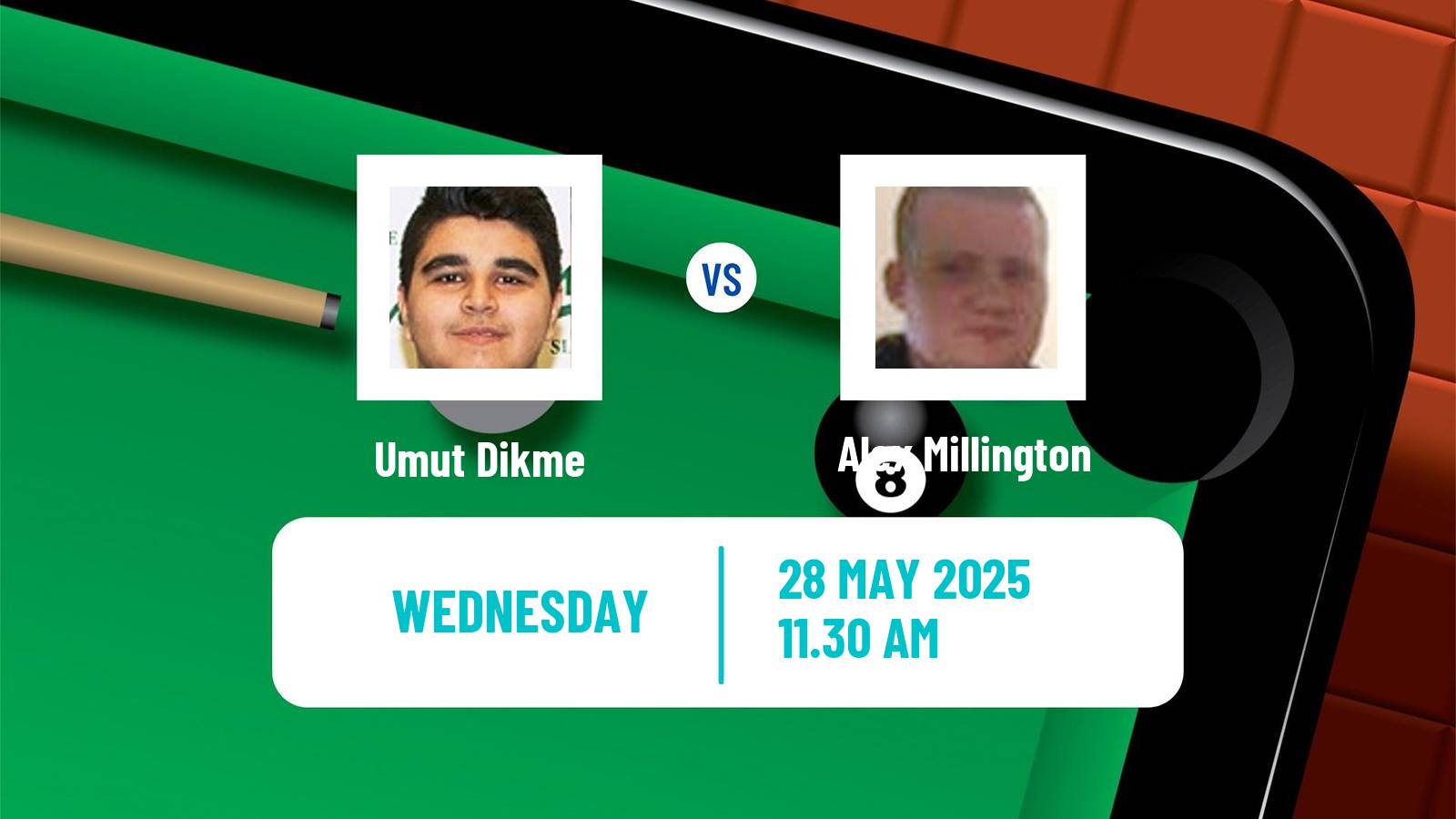 Snooker Qualifying School 2 Umut Dikme - Alex Millington