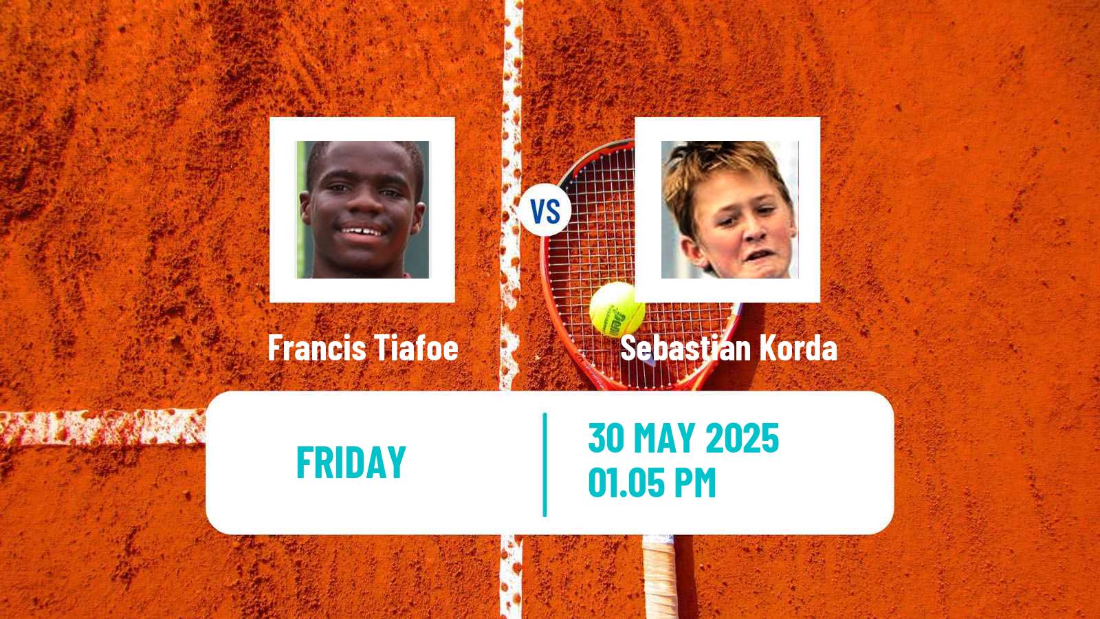 Tennis ATP Roland Garros Francis Tiafoe - Sebastian Korda