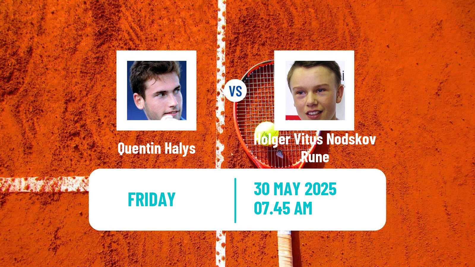 Tennis ATP Roland Garros Quentin Halys - Holger Vitus Nodskov Rune
