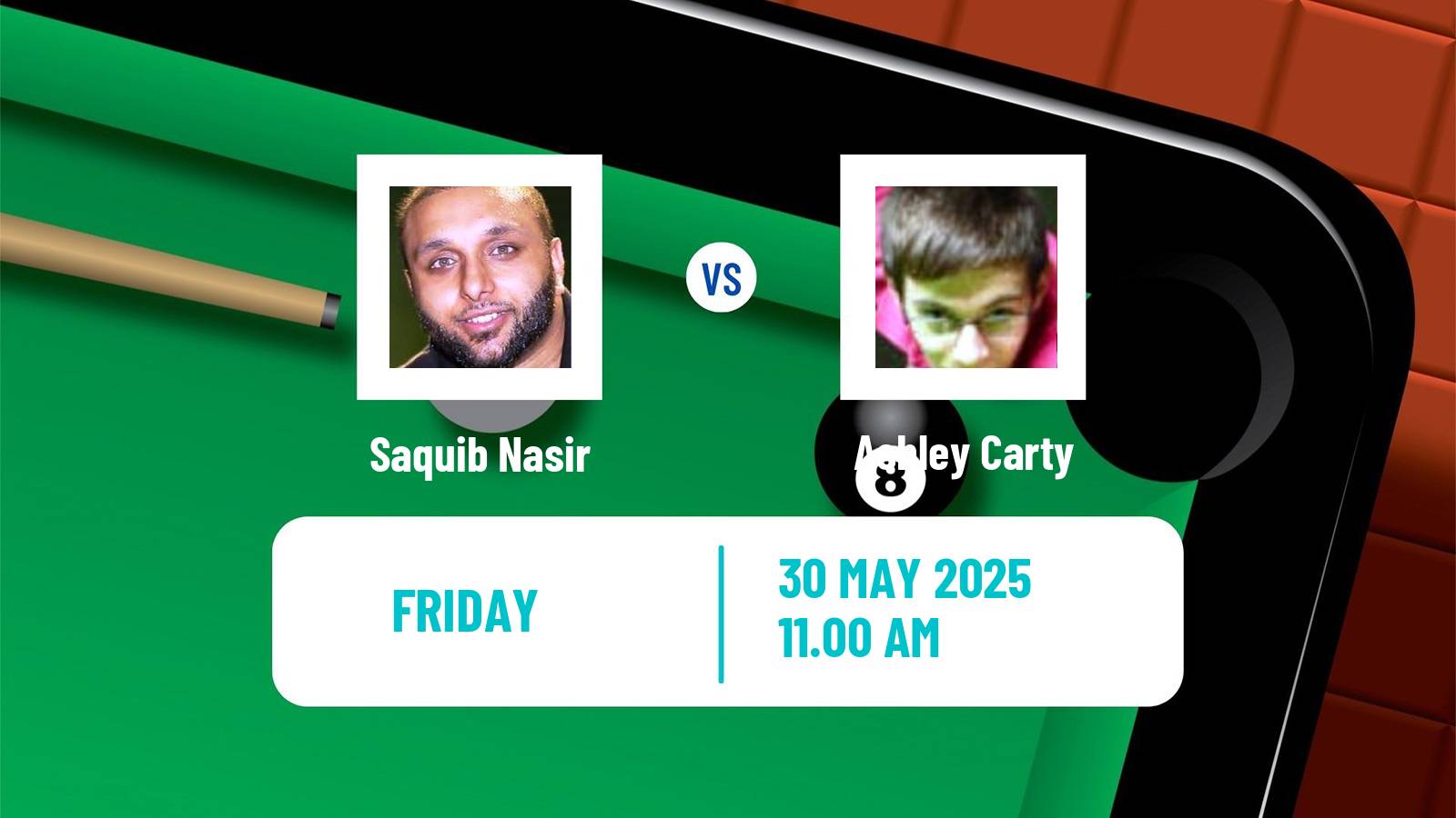 Snooker Qualifying School 2 Saquib Nasir - Ashley Carty