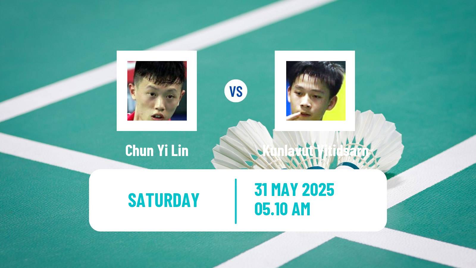 Badminton BWF World Tour Singapore Open Men Chun Yi Lin - Kunlavut Vitidsarn