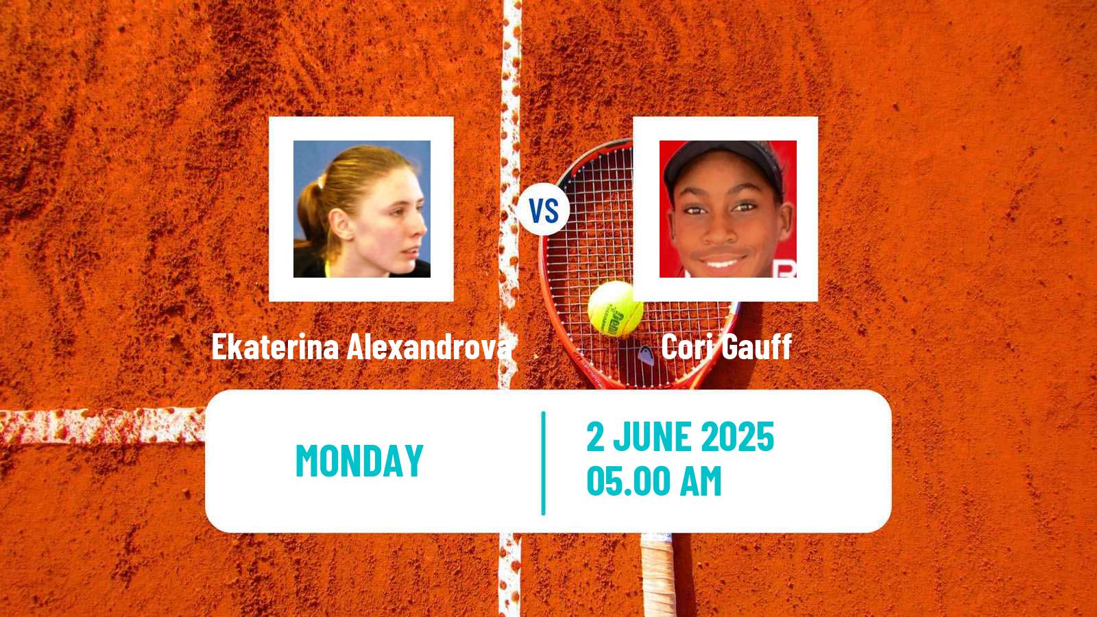 Tennis WTA Roland Garros Ekaterina Alexandrova - Cori Gauff
