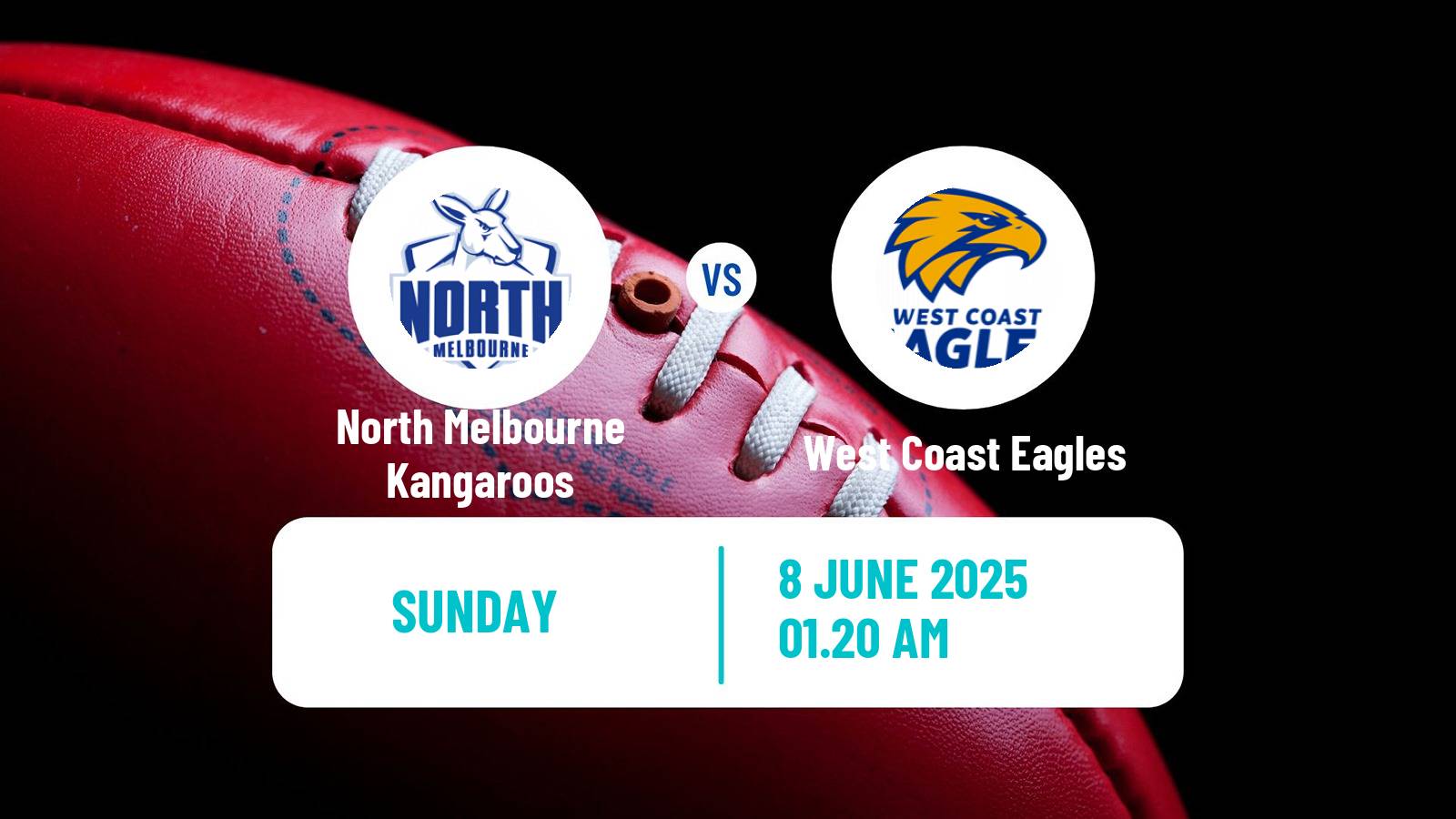 Aussie rules AFL North Melbourne Kangaroos - West Coast Eagles