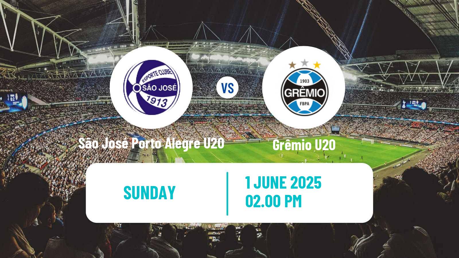 Soccer Brazilian Gaucho U20 São José Porto Alegre U20 - Grêmio U20