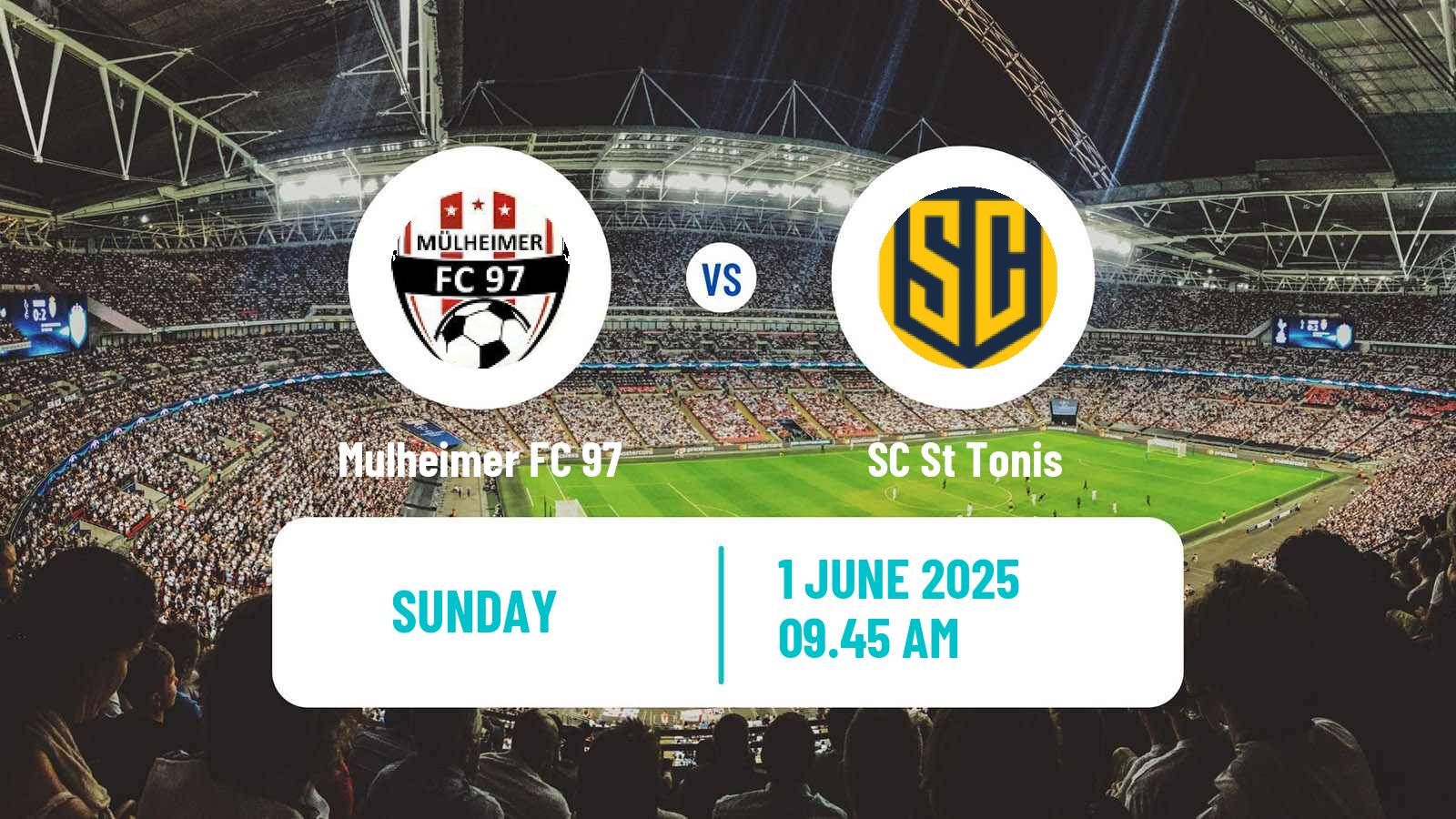 Soccer German Oberliga Niederrhein Mulheimer FC 97 - St Tonis