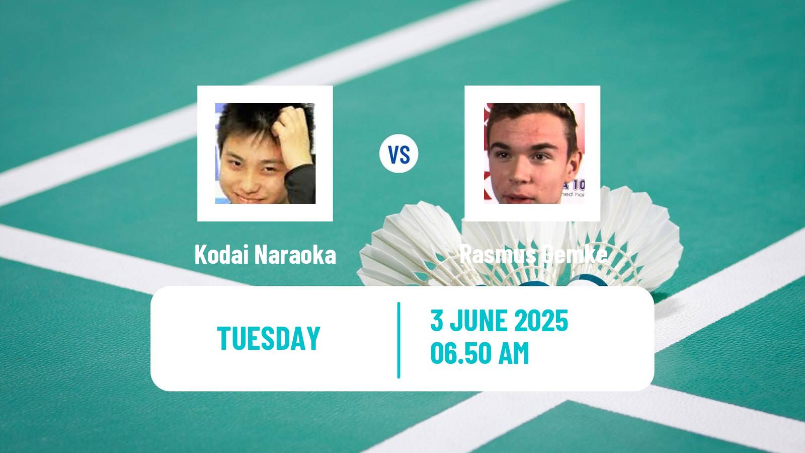 Badminton BWF World Tour Indonesia Open Men Kodai Naraoka - Rasmus Gemke