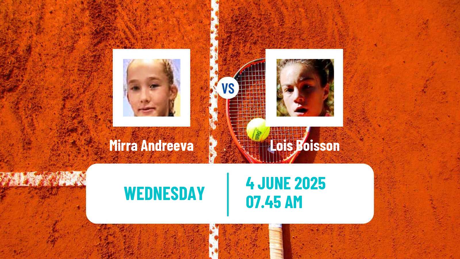 Tennis WTA Roland Garros Mirra Andreeva - Lois Boisson