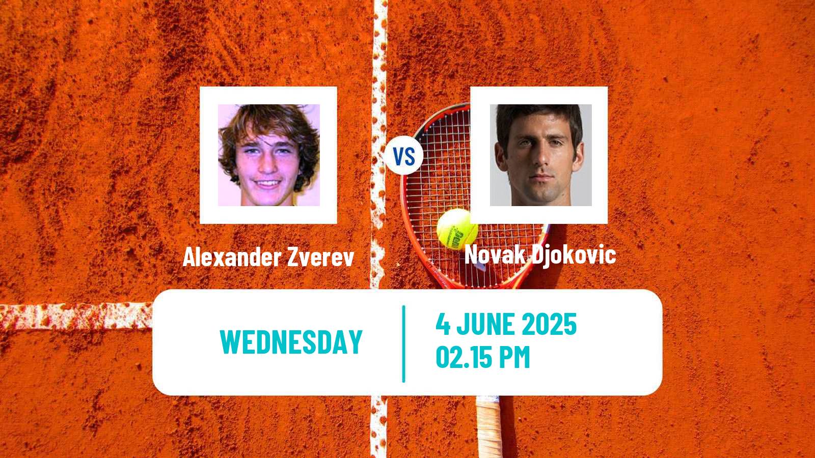 Tennis ATP Roland Garros Alexander Zverev - Novak Djokovic