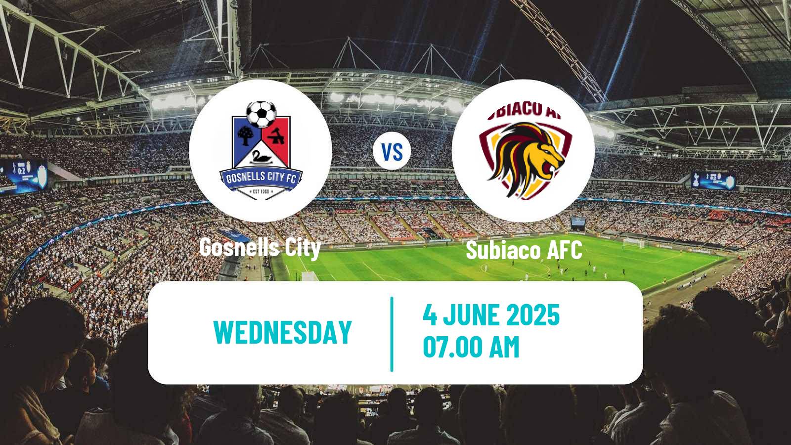 Soccer Australian WA State League Gosnells City - Subiaco