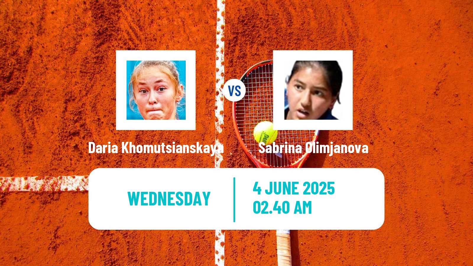 Tennis ITF W15 Tashkent Women Daria Khomutsianskaya - Sabrina Olimjanova
