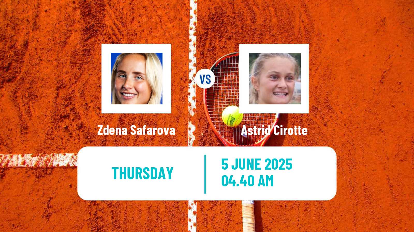 Tennis ITF W15 Monastir 22 Women Zdena Safarova - Astrid Cirotte