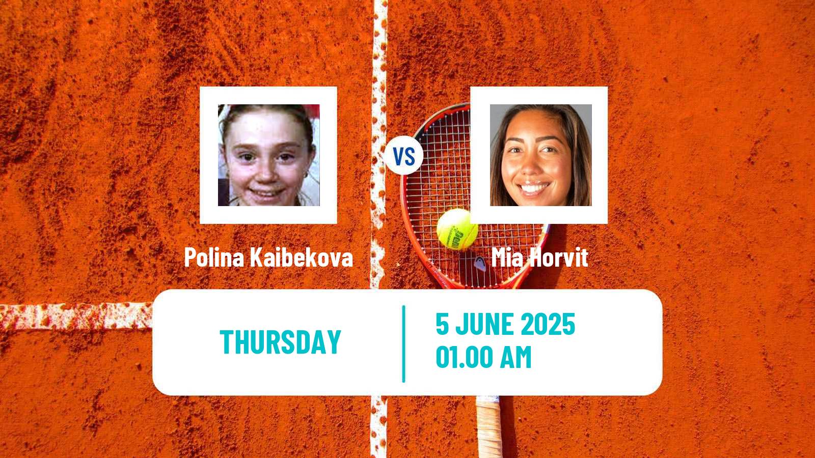 Tennis ITF W15 Tashkent Women Polina Kaibekova - Mia Horvit